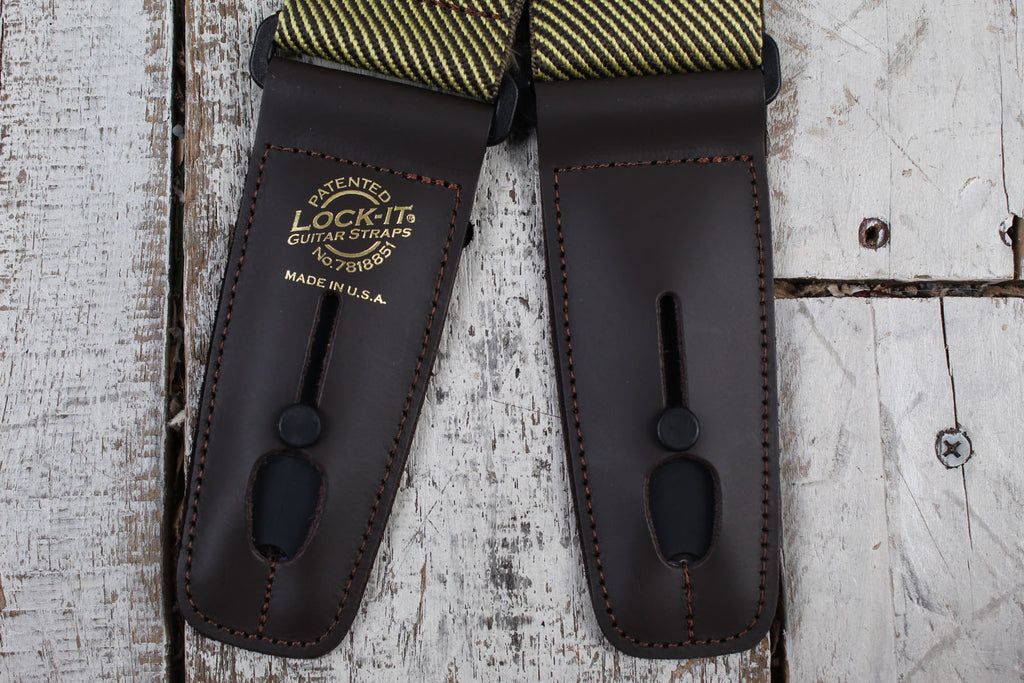 Lock-It Straps Retro Vintage Series 2 Inch Guitar Strap Brown Tweed