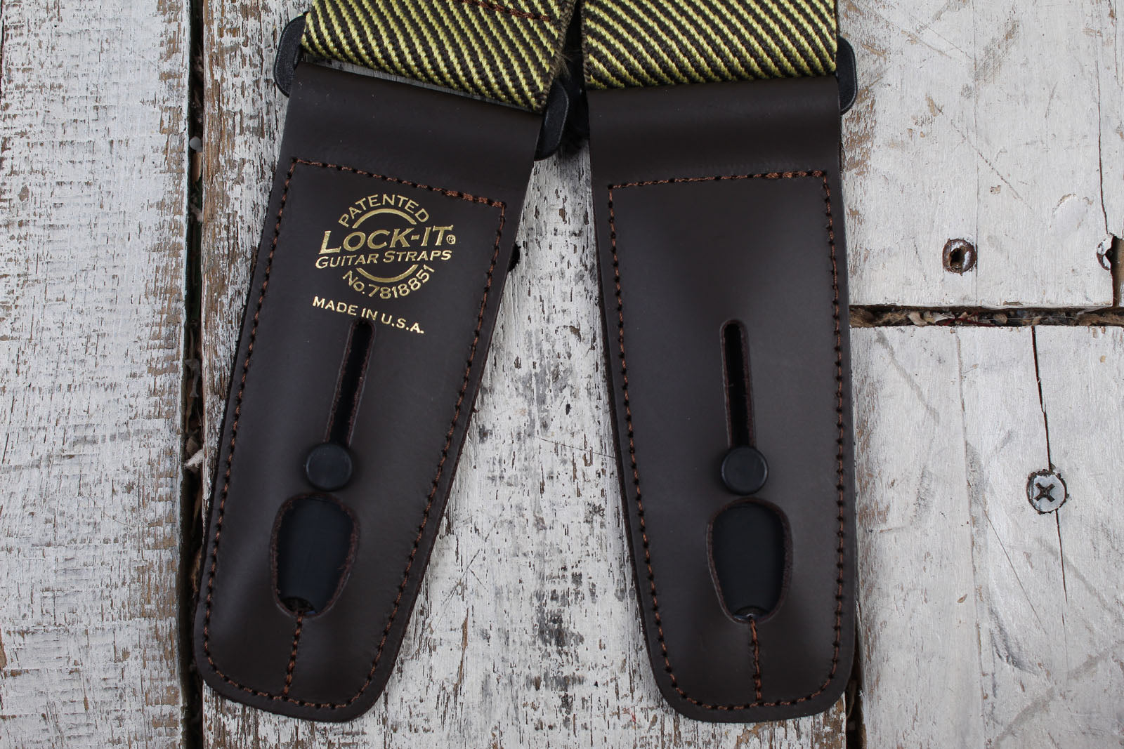Lock-It Straps Retro Vintage Series 2 Inch Guitar Strap Brown Tweed