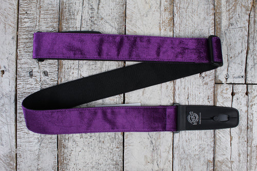 Lock-It Straps 2 Inch Crushed Velvet Guitar Strap Purple