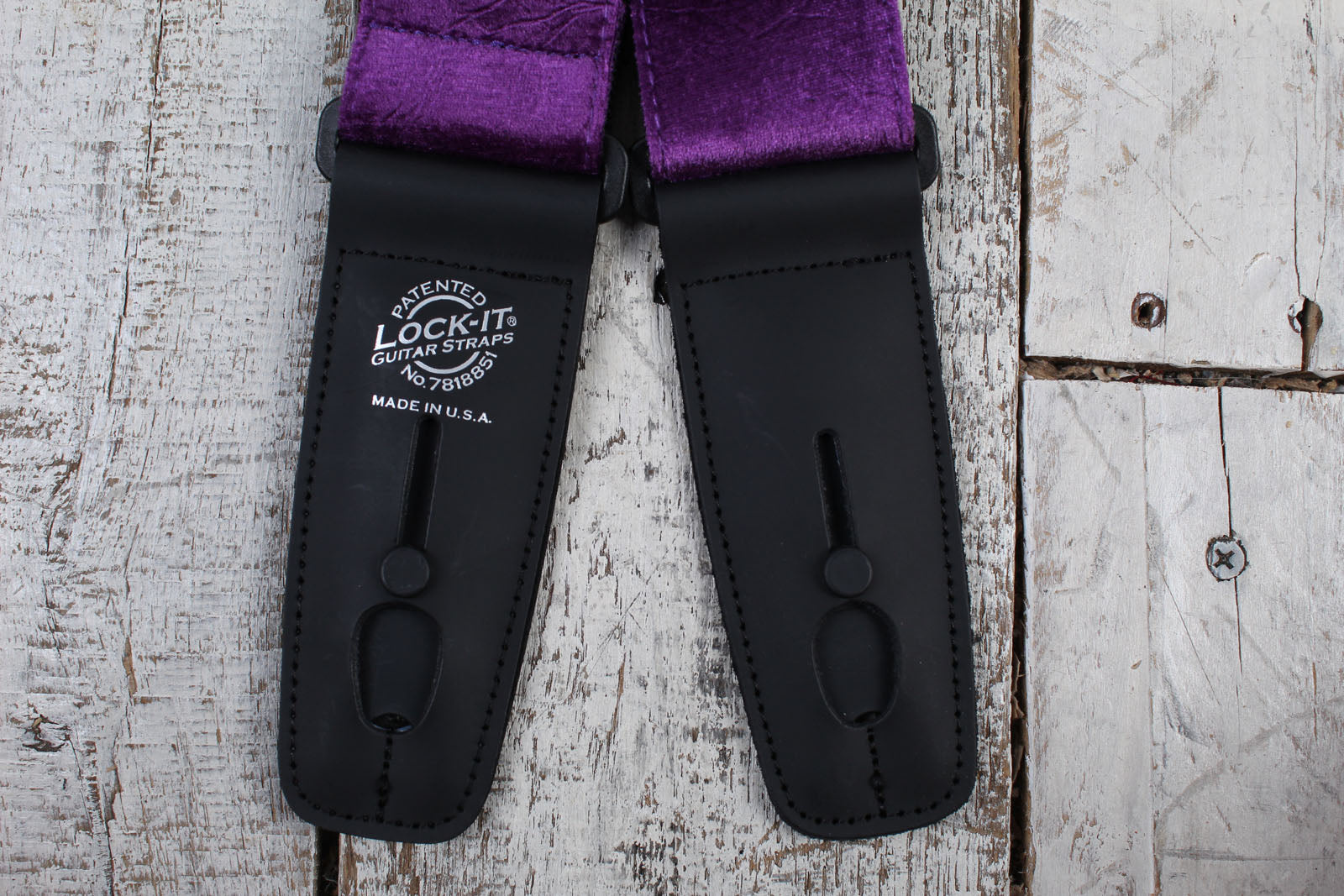 Lock-It Straps 2 Inch Crushed Velvet Guitar Strap Purple