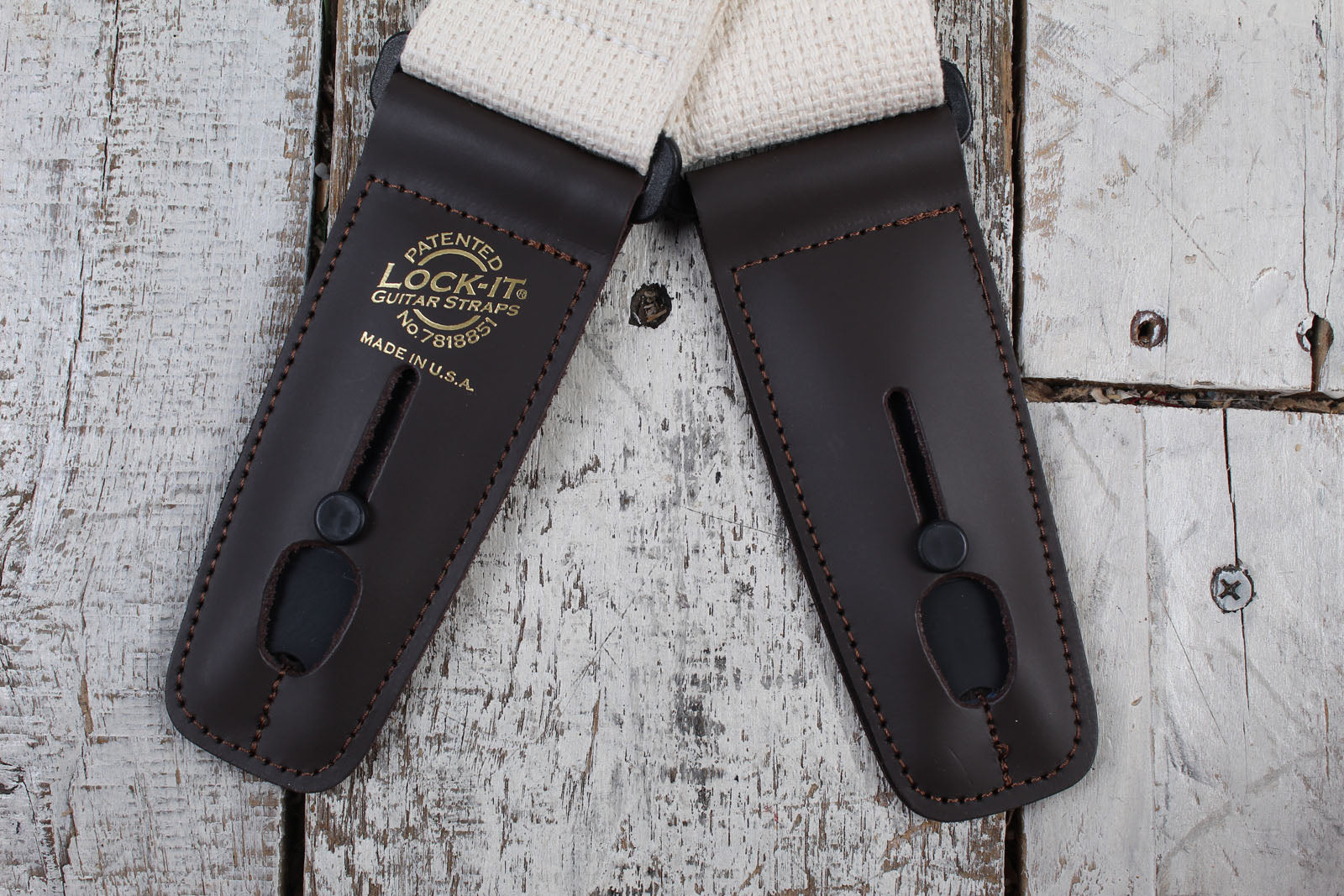 Lock-It Straps Cotton Series Guitar Strap Natural and Brown