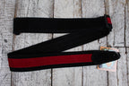 Henry Heller 2" Wide Black with Red Strip Suede Adjustable Guitar Strap