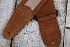 Henry Heller 2 Inch Wide Light Brown with Tan Strip Suede Adjustable Guitar Strap