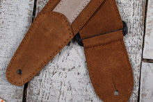 Load image into Gallery viewer, Henry Heller 2 Inch Wide Light Brown with Tan Strip Suede Adjustable Guitar Strap