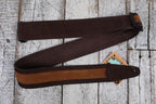 Henry Heller 2 Inch Wide Dark Brown with Light Brown Strip Suede Adjustable Guitar Strap