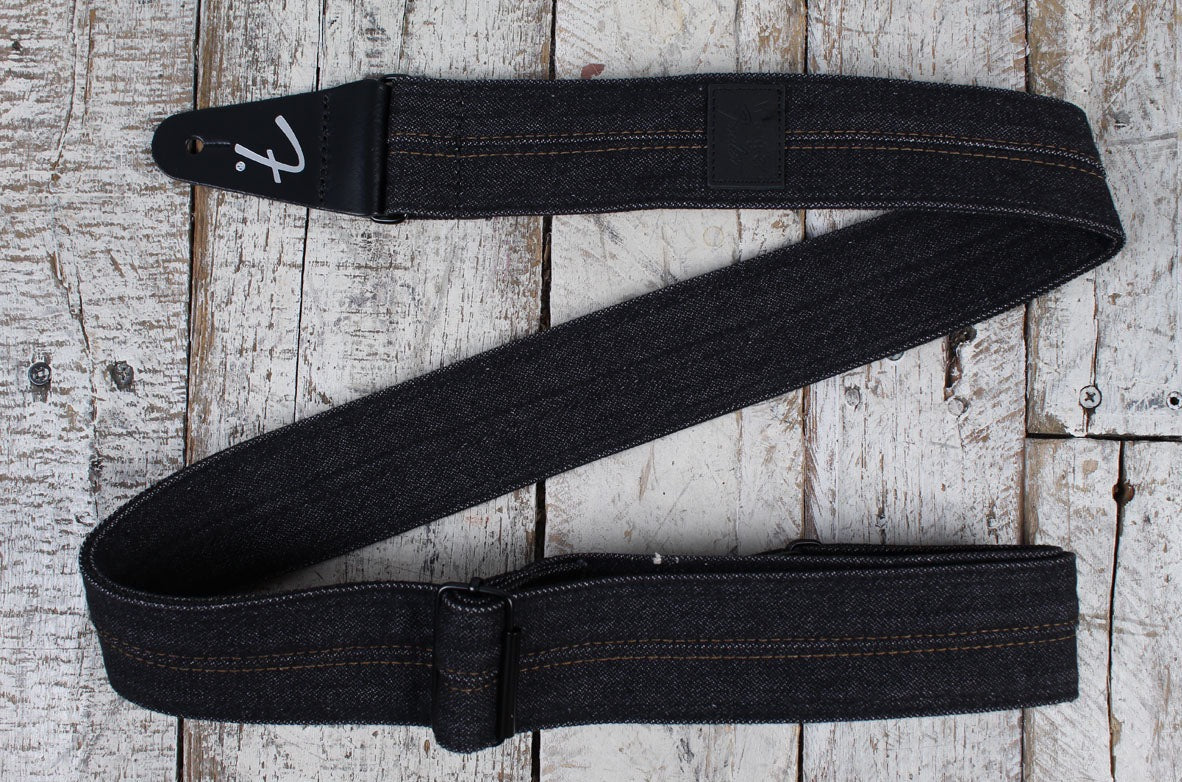 Fender x Wrangler Denim Guitar Strap Washed Black Stitch Main image