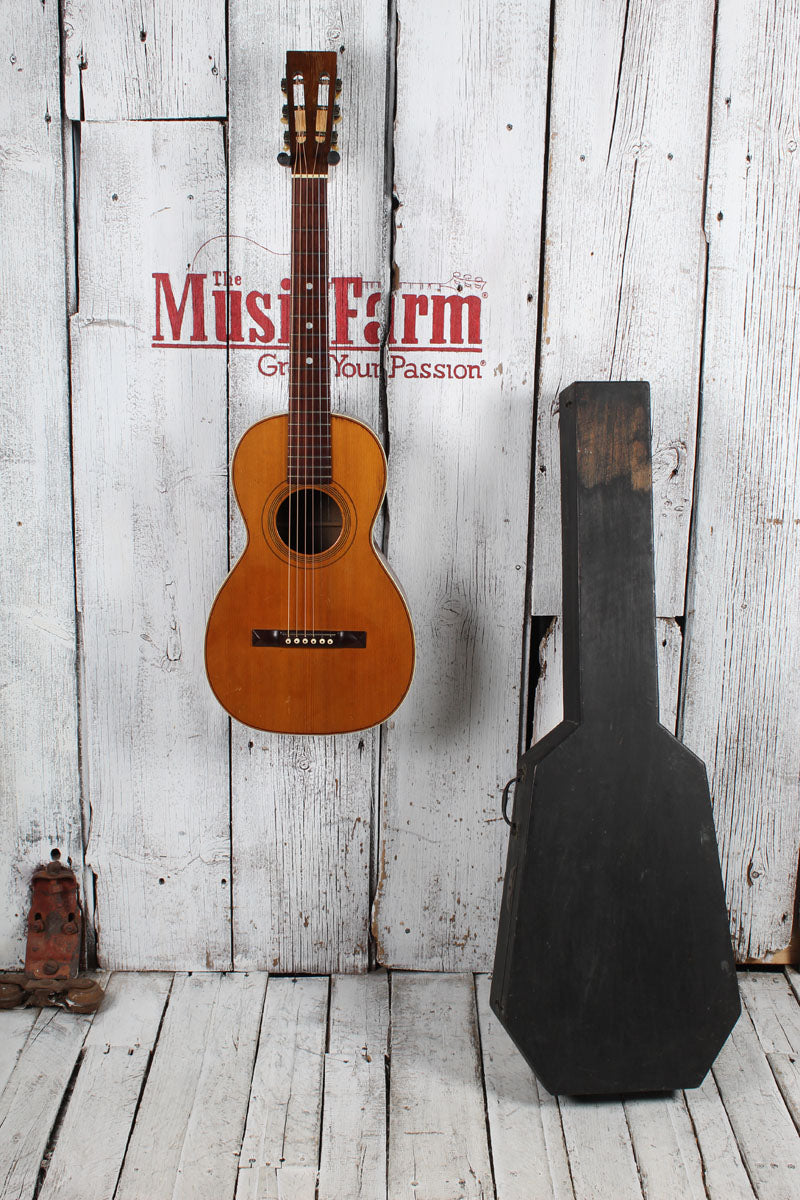 Thompson Vintage Parlor Acoustic Guitar with Custom Wood Case
