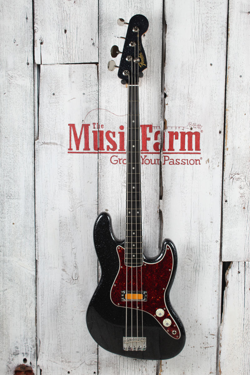 Fender 2026 Limited Edition Gold Foil Jazz Bass Guitar Black Sparkle w Gig Bag