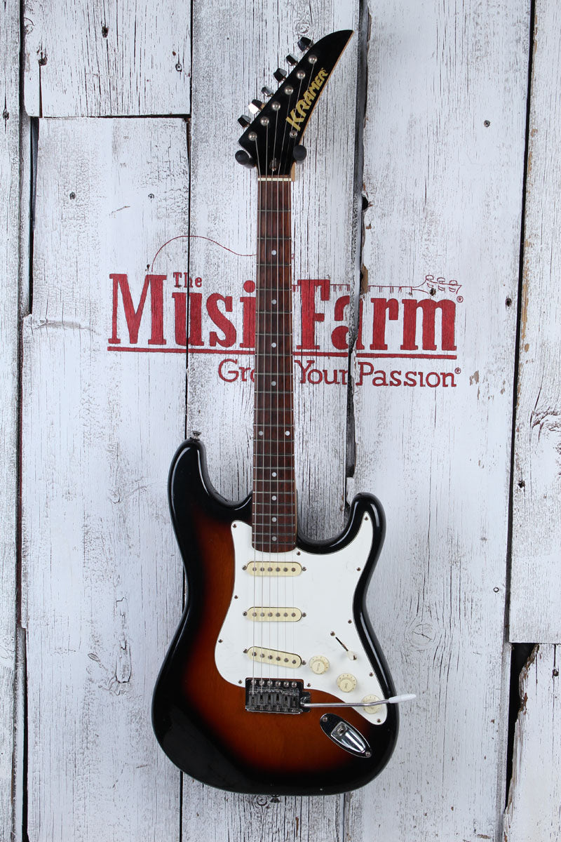 Kramer 1908s Strat Style Electric Guitar SSS Made in Japan Sunburst Finish