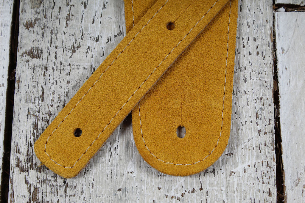 Henry Heller HBS25-HNYTIG 2.5 Inch Capri Suede Guitar Strap Brown with Tiger Embroidery