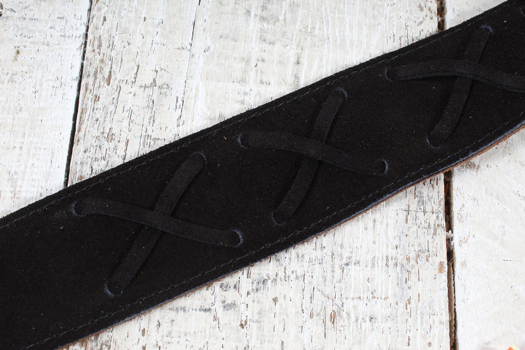 Henry Heller HPX-BLK 2 Inch Wide Black Suede Adjustable Guitar Strap