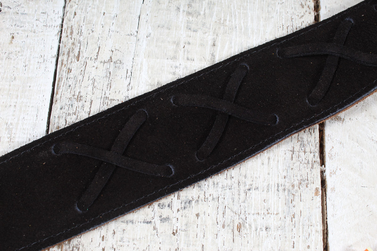 Henry Heller HPX-BLK 2 Inch Wide Black Suede Adjustable Guitar Strap