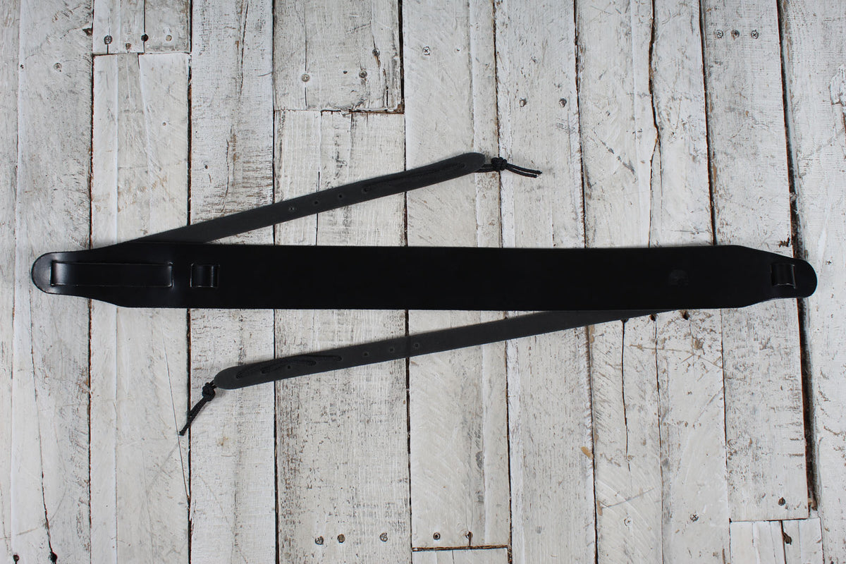 D'Addario 25LBNJ00-DX  Classic Leather Banjo Strap Black