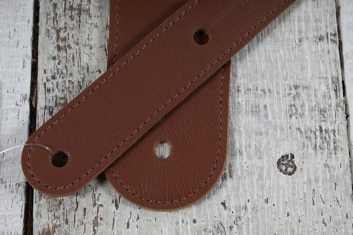 Thalia TH-SBRLD-HK-DISC 2.5 Inch Premium Brown Leather Strap with Hawaiian Koa Lucky Dragon Inlay