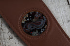 Thalia TH-SBRLD-HK-DISC 2.5 Inch Premium Brown Leather Strap with Hawaiian Koa Lucky Dragon Inlay