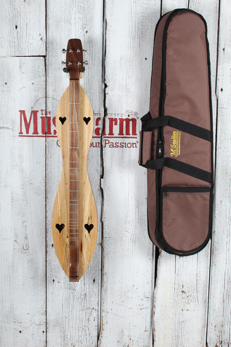 McSpadden 4 String Flathead Hourglass Spalted Sycamore Dulcimer with Gig Bag