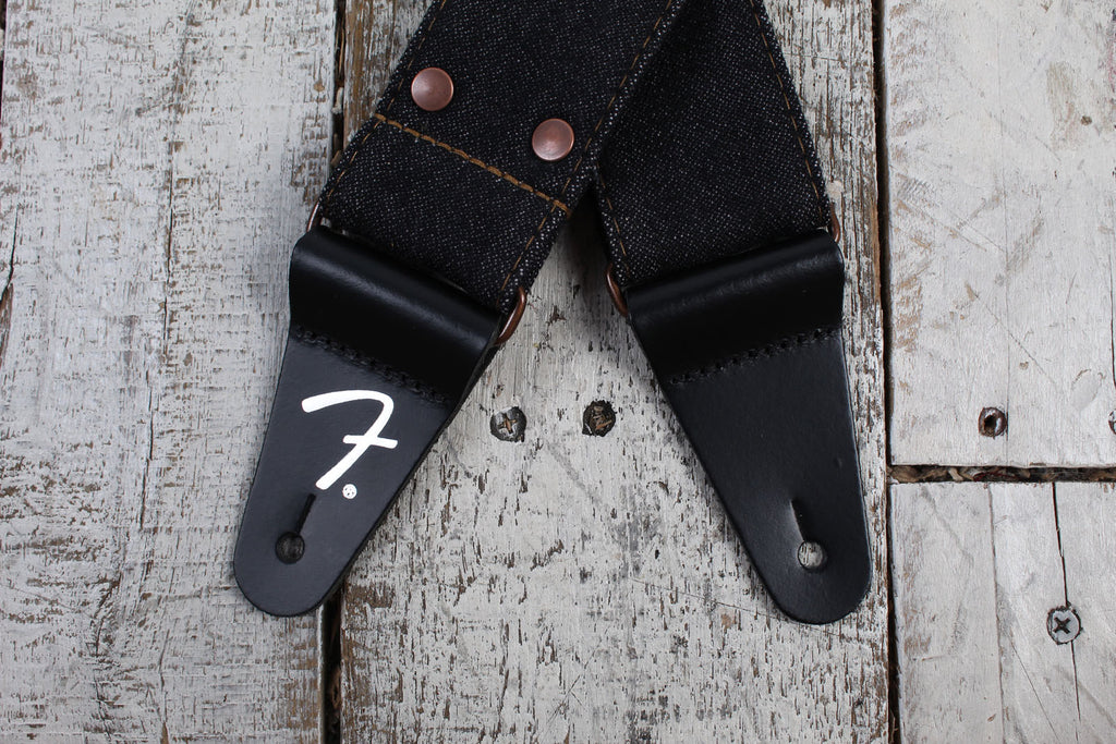 Fender x Wrangler Riveted Denim Guitar Strap Black