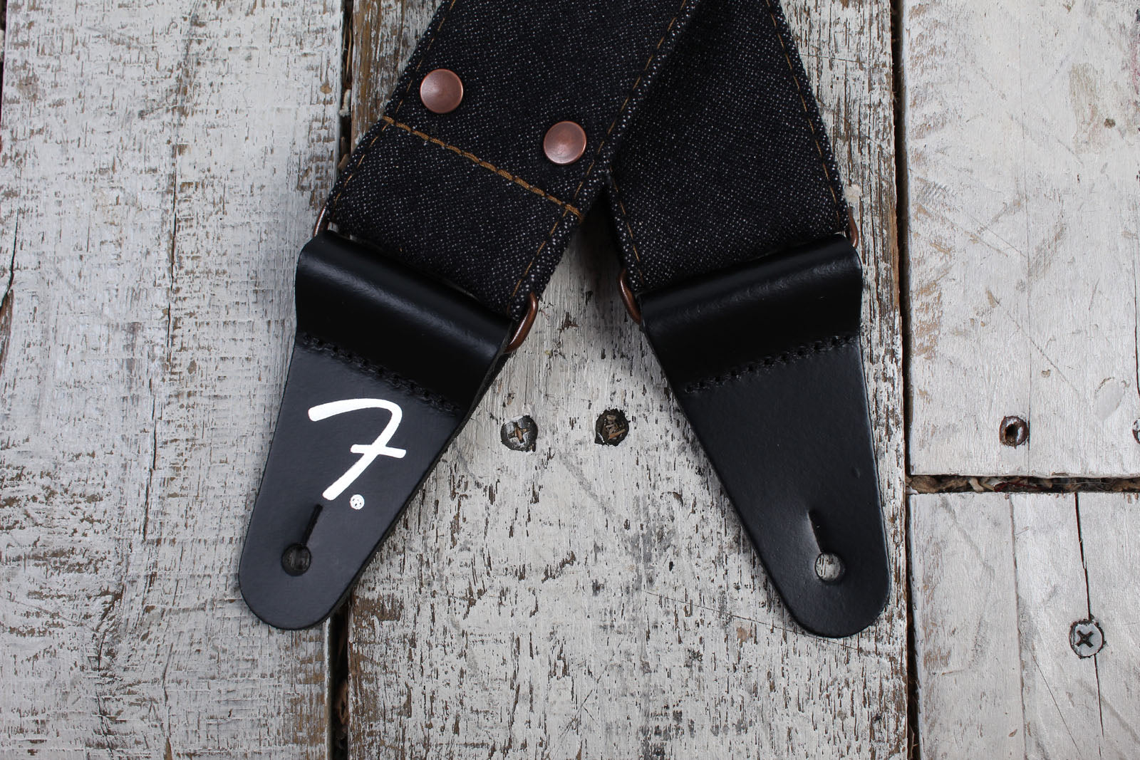 Fender x Wrangler Riveted Denim Guitar Strap Black