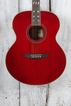 Ibanez AJ70M1E Jumbo Acoustic Electric Guitar Solid Spruce Top Wine Red Finish