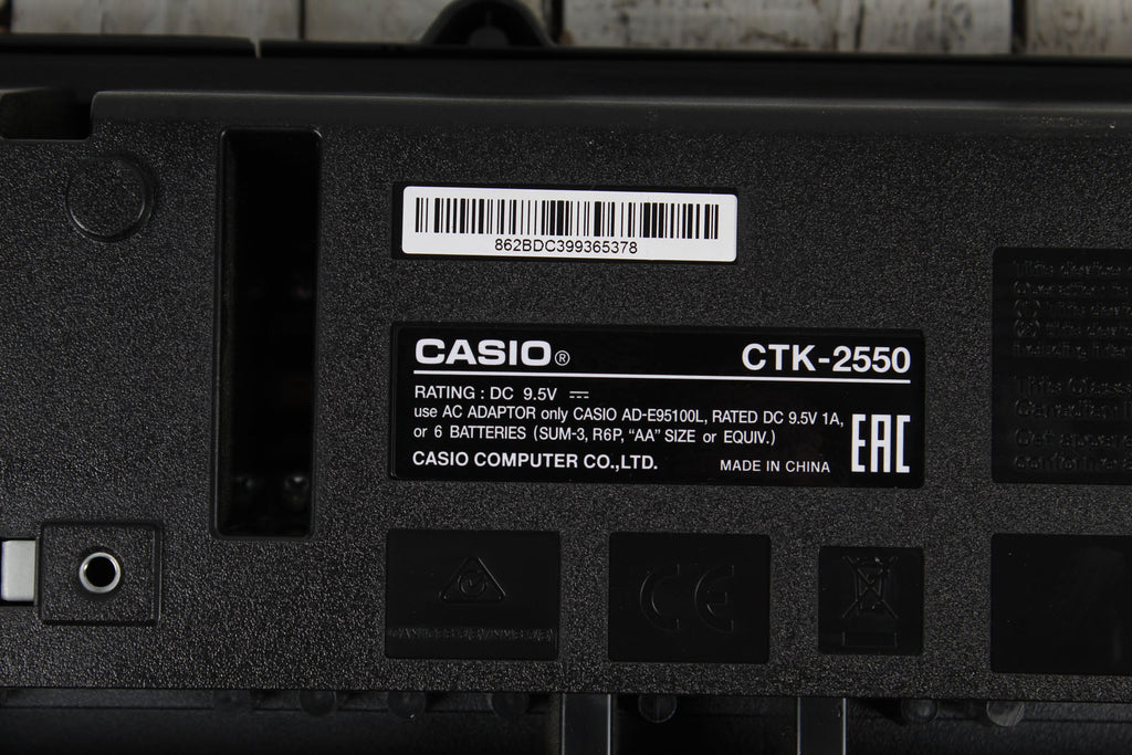 Casio CTK-2550 Keyboard 61 Key Portable Keyboard Black with Sustain Pedal and Power Supply
