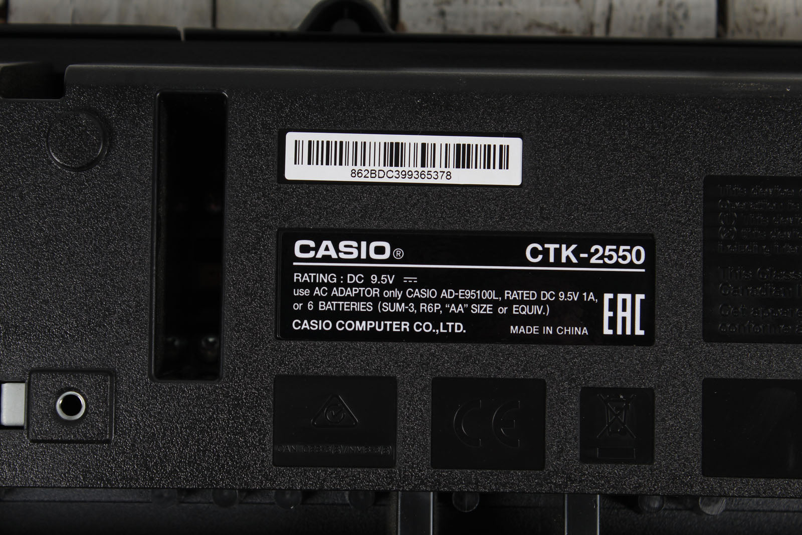 Casio CTK-2550 Keyboard 61 Key Portable Keyboard Black with Sustain Pedal and Power Supply