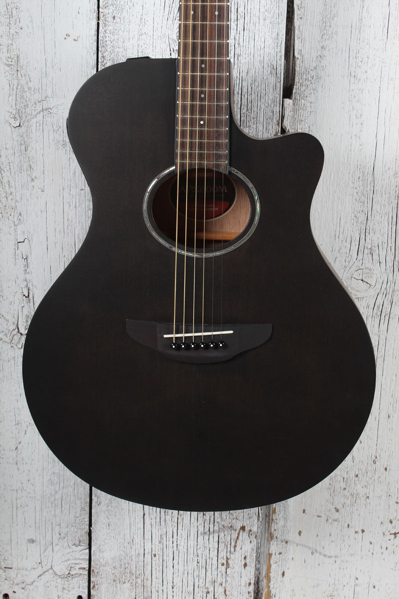 Yamaha APX600M Thinline Cutaway Acoustic Electric Guitar Smokey Black Finish Main image