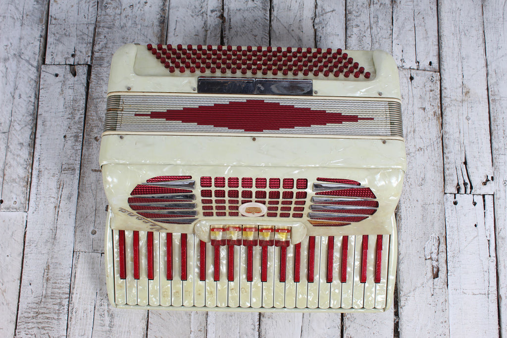 Verona Vintage Candy Stripe Piano Accordion LM 41 120 with Hardshell Case
