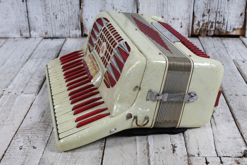 Verona Vintage Candy Stripe Piano Accordion LM 41 120 with Hardshell Case