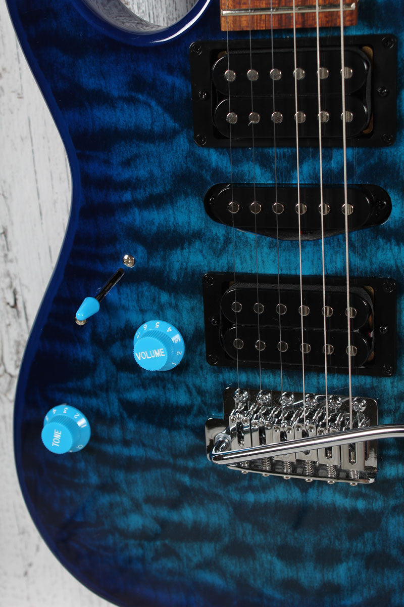 Ibanez Gio GRX70QA Left Handed Electric Guitar Transparent Blue Burst Finish