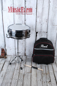 Pearl Steel Shell Student Starter Snare Drum Kit with Stand and Rolling Case