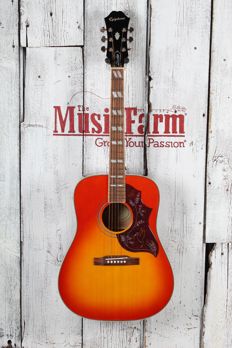 Epiphone Hummingbird Studio Acoustic Electric Guitar Faded Cherry Sunburst