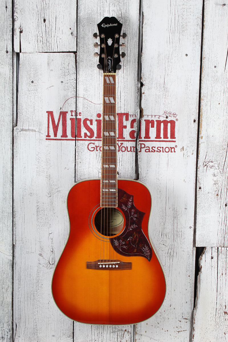 Epiphone Hummingbird Studio Acoustic Electric Guitar Faded Cherry Sunburst