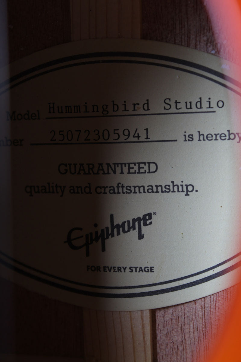 Epiphone Hummingbird Studio Acoustic Electric Guitar Faded Cherry Sunburst