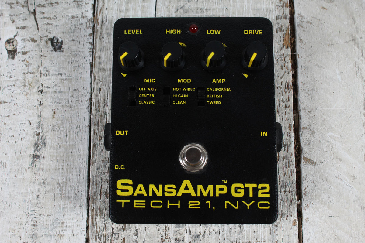 Tech 21 SansAmp GT2 Tube Amplifier Emulator Pedal Electric Guitar Effects Pedal