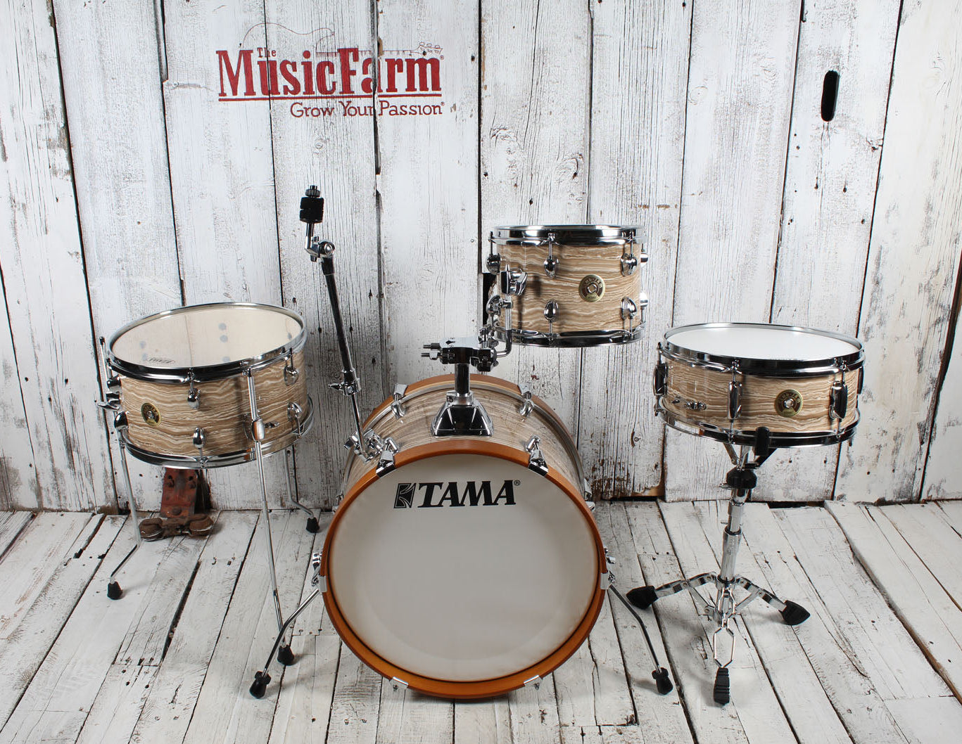 Tama Club-JAM LJK48S 4 Piece Shell Pack Drum Kit w Snare Drum Cream Marble Wrap