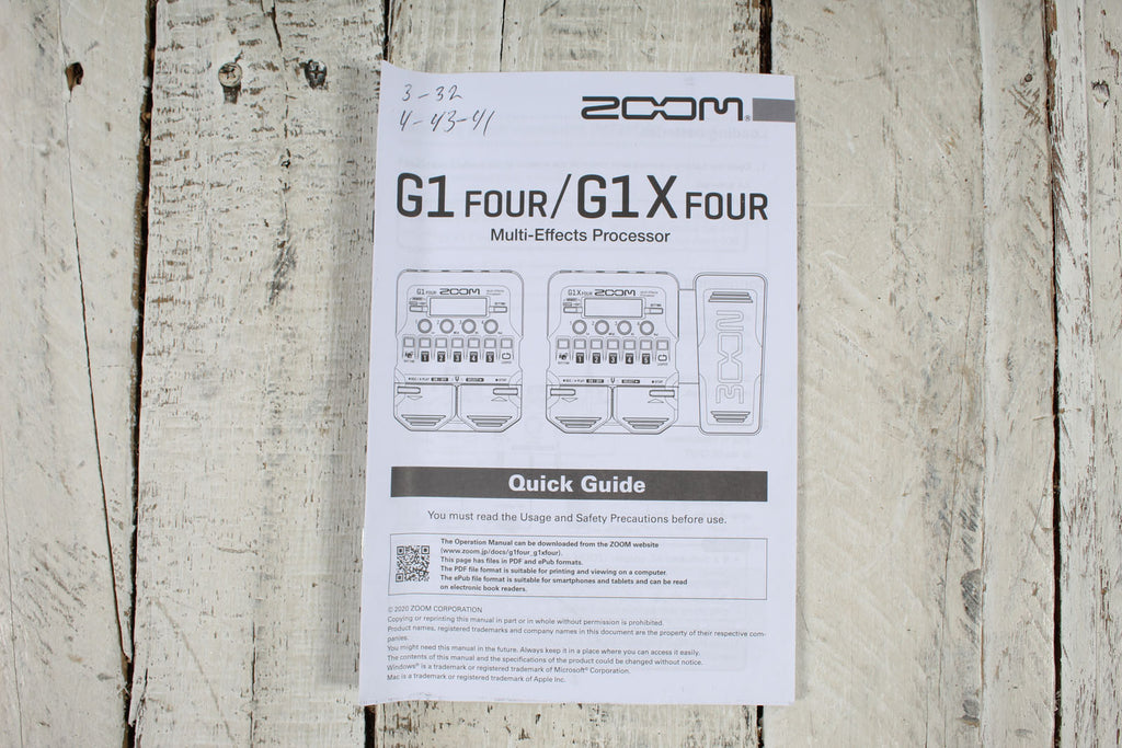 Zoom G1 Four Guitar Multi-Effects Processor with Manual