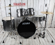 Load image into Gallery viewer, Tama ST52H5CCSS Stagestar 5 Piece Complete Drum Set with Stands and Throne Cosmic Silver Sparkle