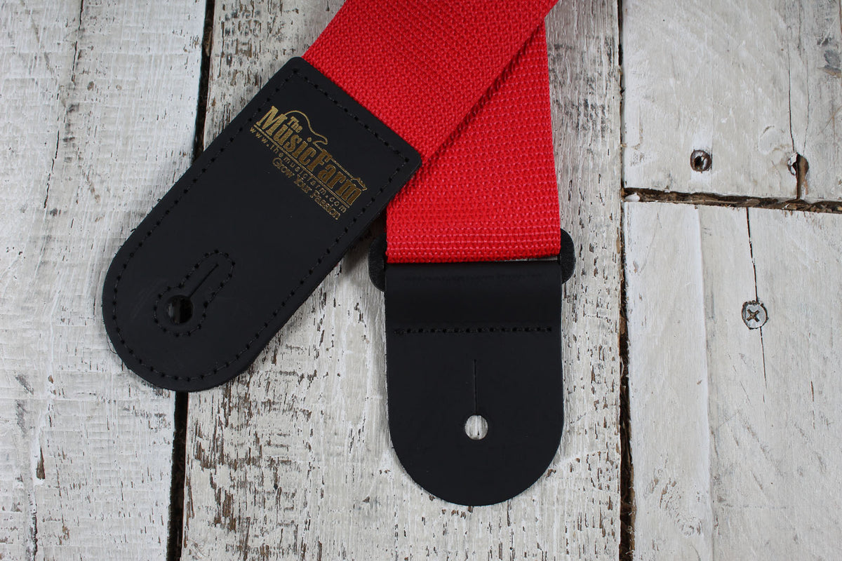 Levy's M8POLY-RED-L 2 Inch Wide The Music Farm Polypropylene Guitar Strap Red