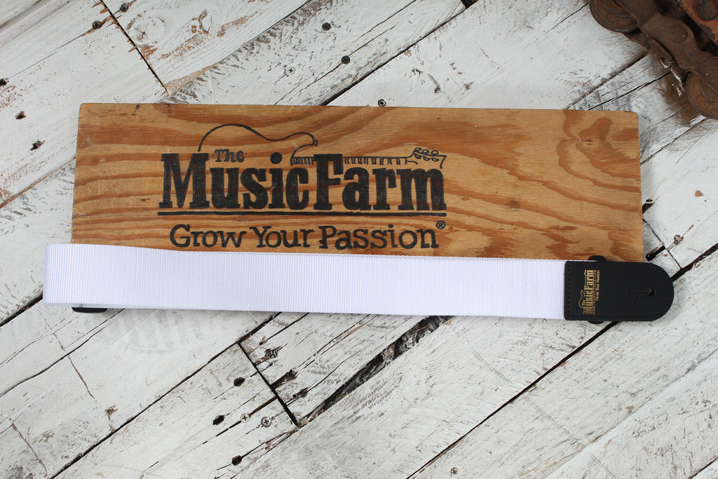 Levy's M8POLY-WHT-L 2 Inch Wide The Music Farm Polypropylene Guitar Strap White