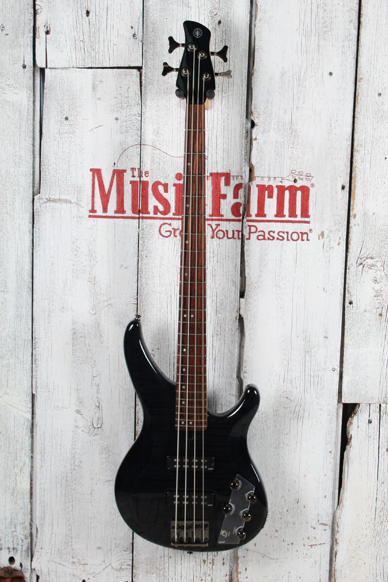 Yamaha TRBX604FM TBL 4 String Electric Bass Guitar Flame Maple Top Trans Black