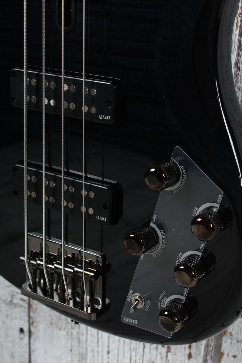Yamaha TRBX604FM TBL 4 String Electric Bass Guitar Flame Maple Top Trans Black