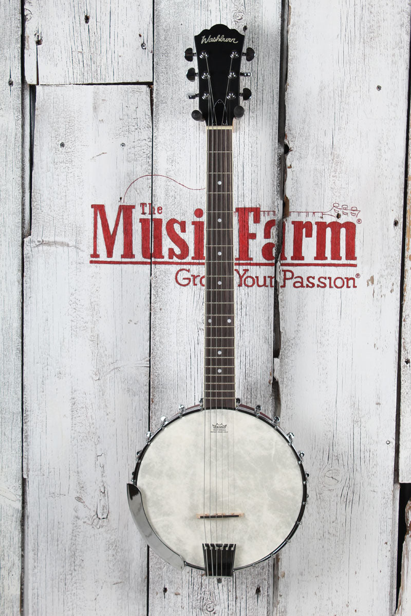 Washburn Americana Series B6 Six String Open Back Banjo with Remo Head