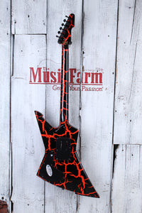 Schecter BalSac E-1 FR Solid Body Electric Guitar Black Orange Crackle Finish