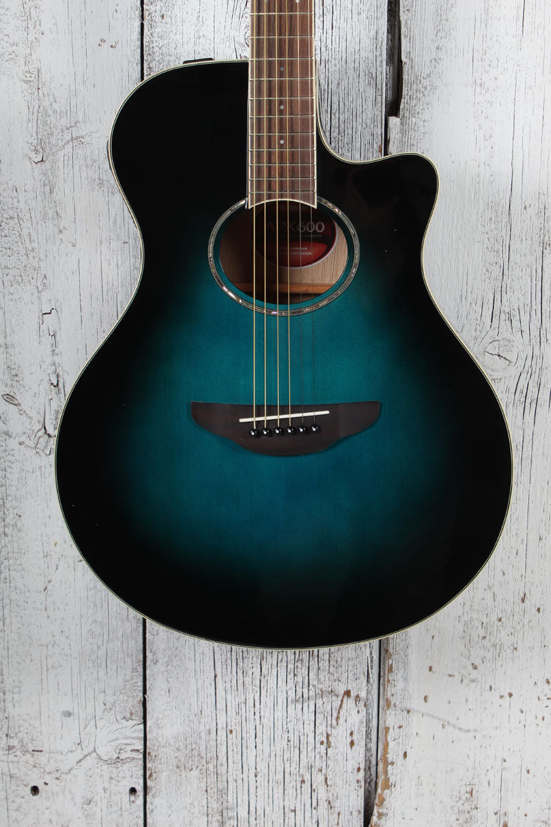 Yamaha APX600 Thinline Cutaway Acoustic Electric Guitar Oriental Blue Burst