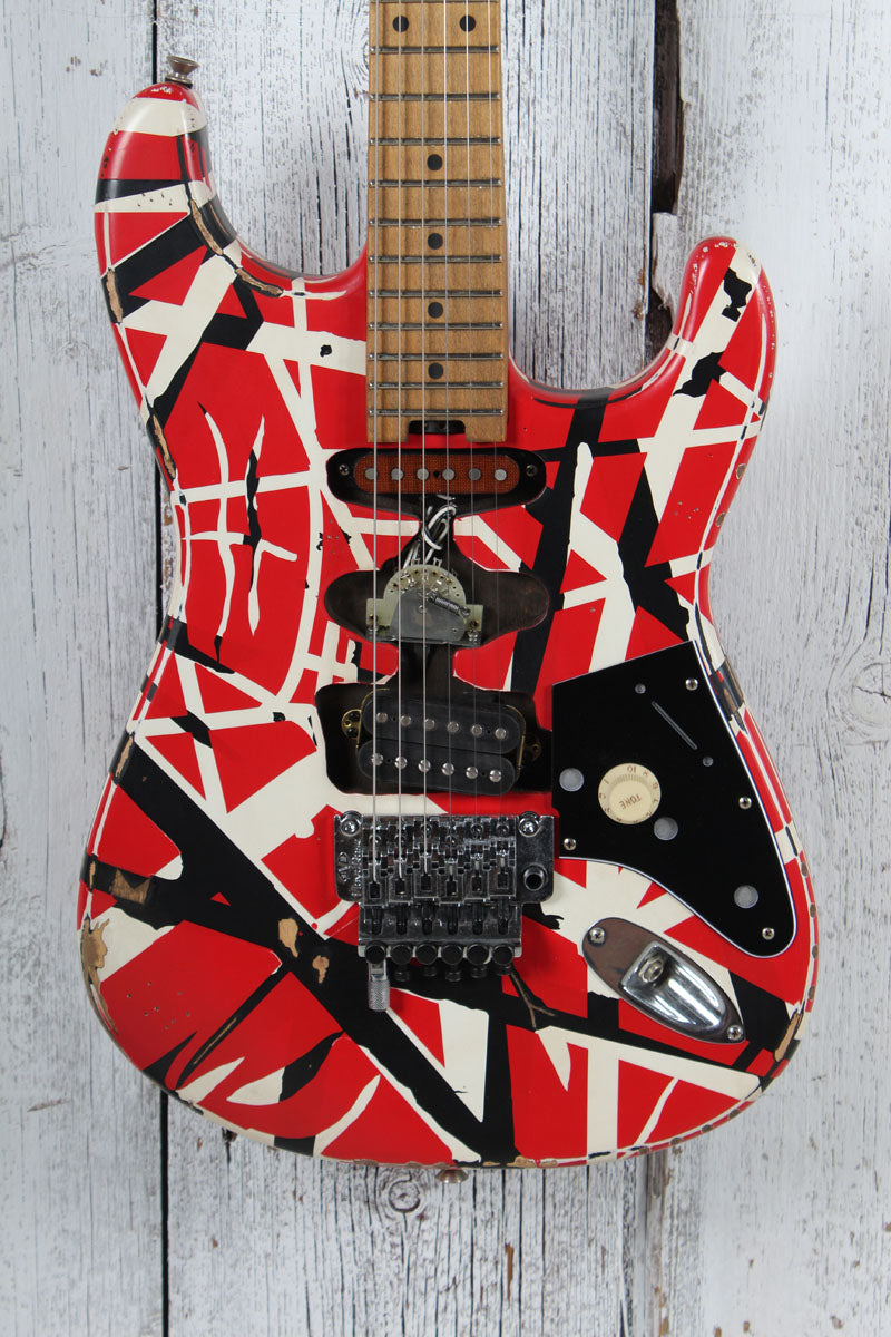 EVH Striped Series Frankenstein Frankie Electric Guitar Red Black Stripes Relic Main image