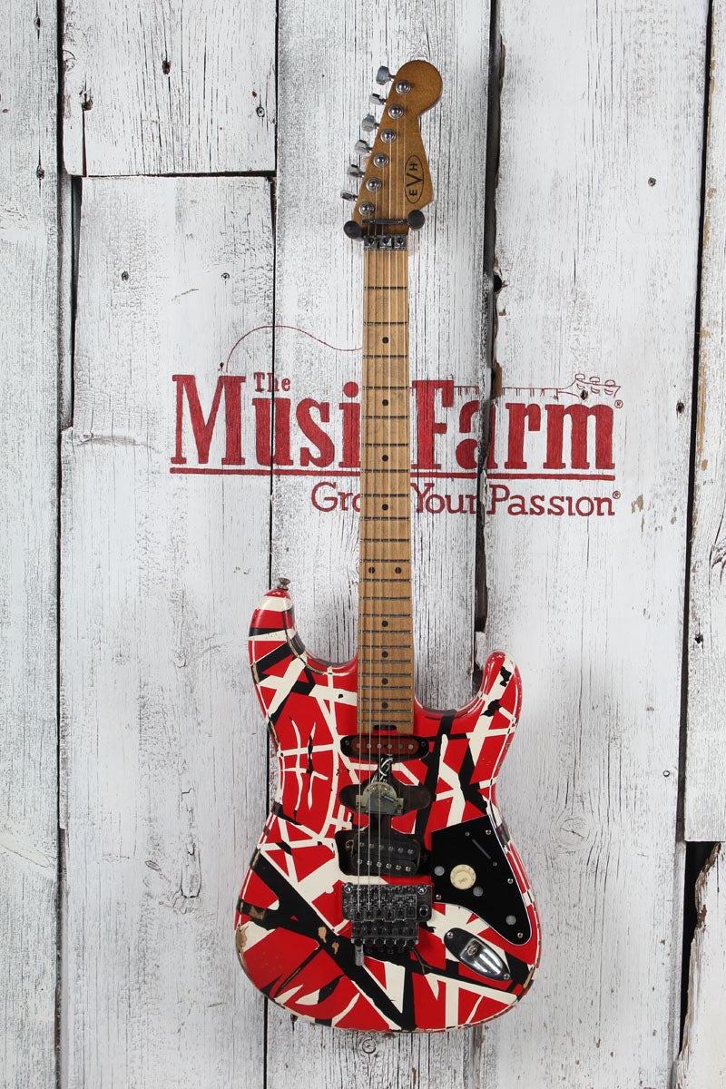 EVH Striped Series Frankenstein Frankie Electric Guitar Red Black Stripes Relic