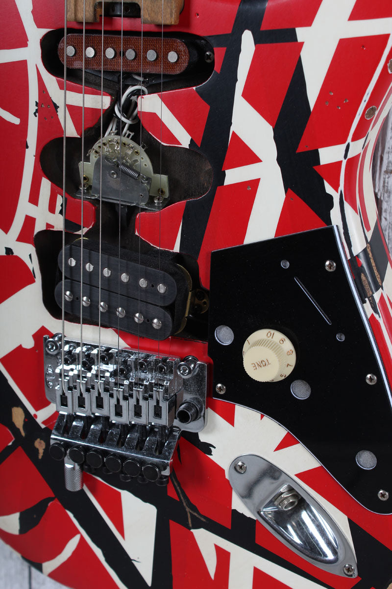 EVH Striped Series Frankenstein Frankie Electric Guitar Red Black Stripes Relic