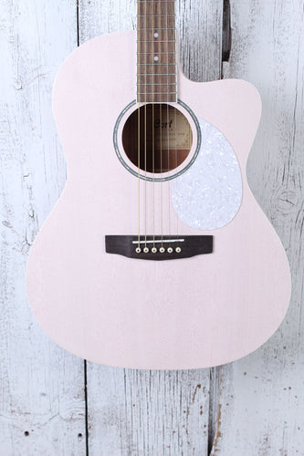 Cort Jade Classic Cutaway Acoustic Electric Guitar Pastel Pink Open Pore with Gig Bag