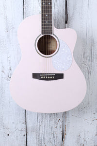 Cort Jade Classic Cutaway Acoustic Electric Guitar Pastel Pink Open Pore with Gig Bag