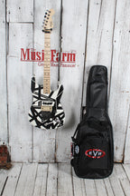 EVH Striped Series Shapes Electric Guitar White and Black with Gig Bag